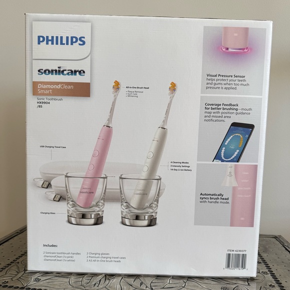 NEW Philips Sonicare DiamondClean Smart Electric Rechargeable Toothbrush, 2-pack - Picture 2 of 6